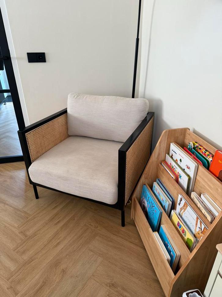 Fauteuil Moon Webbing Zwart - Karwei, Huis en Inrichting, Fauteuils, Gebruikt, Stof, 75 tot 100 cm, Ophalen of Verzenden