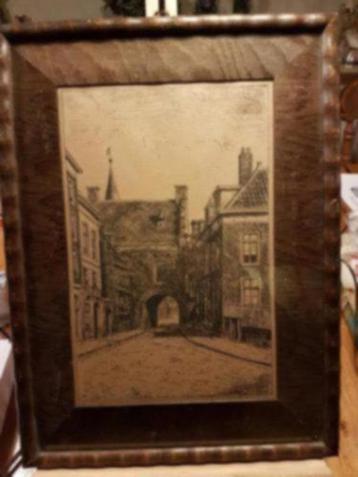 Pen tekening gevangenpoort voor 1923 C. Klarenbeek Den Haag beschikbaar voor biedingen