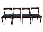 Vintage Set 4x Stoelen In Palissander Jaren 60 Design, Hout, Gebruikt, Vintage, Vier