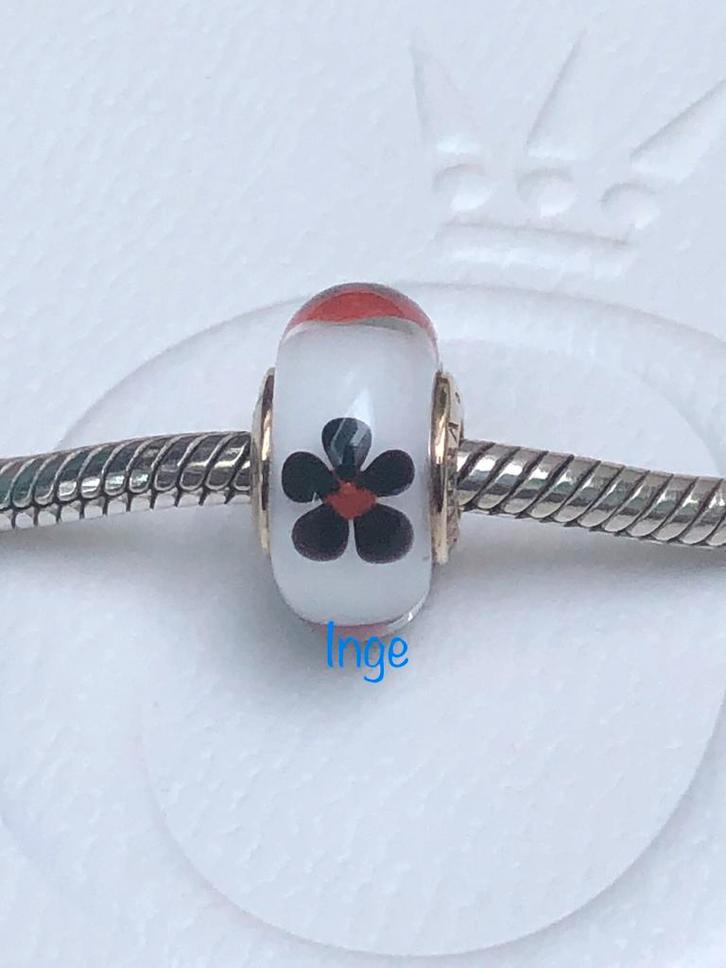 ZELDZAAM Pandora 14K Goud Murano Glas bedel 750513, Sieraden, Tassen en Uiterlijk, Bedels, Zo goed als nieuw, Pandora, Goud, Ophalen