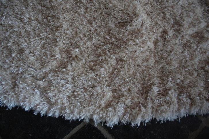 Zacht rond hoogpolig vloerkleed Shaggy beige naturel Ø200, Huis en Inrichting, Stoffering | Tapijten en Kleden, Nieuw, 150 tot 200 cm