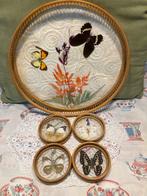 Vintage dienblad met onderzetters vlinders (170226), Ophalen of Verzenden, Gebruikt, Overig