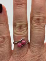 B498 Prachtige zilveren ring roze steen (verstelbaar), Ophalen of Verzenden, Zilver, Ring, Met edelsteen