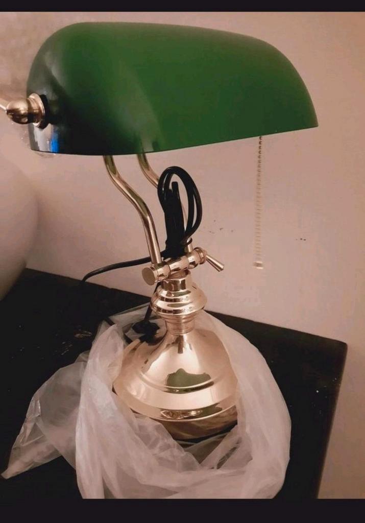 Klassieke Engelse Bankierslamp Notarislamp Messing Nieuw, Huis en Inrichting, Lampen | Tafellampen, Nieuw, Minder dan 50 cm, Ophalen of Verzenden