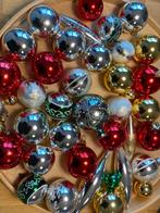 Vintage Glazen Kerstballen pegels rood goud groen zilver, Ophalen of Verzenden, Zo goed als nieuw