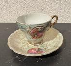 porselein demitasse kopje en schotel goud groen Fragonard, Antiek en Kunst, Ophalen of Verzenden