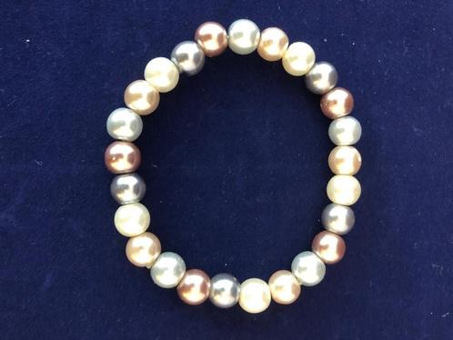 Armband kleurrijk kralen armband parel look rekbaar los koop, Sieraden, Tassen en Uiterlijk, Armbanden, Zo goed als nieuw, Overige materialen