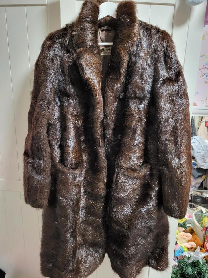 Vintage Nutria Bontjas, Kleding | Dames, Jassen | Zomer, Zo goed als nieuw, Maat 38/40 (M), Bruin, Ophalen of Verzenden