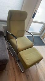 Groene stoel + voetenbankje, Huis en Inrichting, Fauteuils, Ophalen of Verzenden, Zo goed als nieuw, 75 tot 100 cm, 50 tot 75 cm