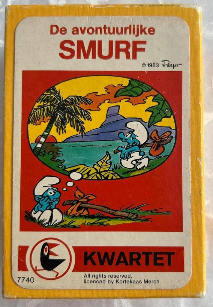 De avontuurlijke Smurf Kwartet 1983, Verzamelen, Speelkaarten, Jokers en Kwartetten, Zo goed als nieuw, Kwartet(ten), Ophalen of Verzenden