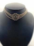 X224 Prachtige antieke zilveren ketting granaat, Sieraden, Tassen en Uiterlijk, Antieke sieraden, Ophalen of Verzenden, Zilver