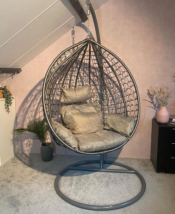 Hang-/ Eistoel - grijs, Huis en Inrichting, Stoelen, Zo goed als nieuw, Eén, Grijs, Ophalen of Verzenden