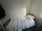 1 persoons metalen bed, 90 cm, Eenpersoons, Metaal, Wit