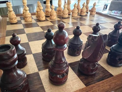 Handgemaakt Houten Schaakspel, Hobby en Vrije tijd, Gezelschapsspellen | Bordspellen, Gebruikt, Een of twee spelers, Ophalen of Verzenden