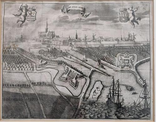 Antieke gravure van Goes 1696, Antiek en Kunst, Kunst | Etsen en Gravures, Ophalen of Verzenden