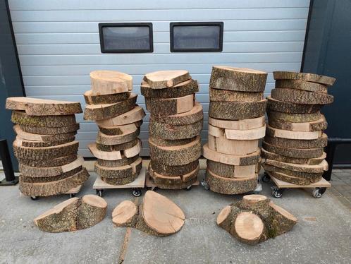 Eiken boomstam schijven., Doe-het-zelf en Verbouw, Hout en Planken, Nieuw, Eiken, Ophalen of Verzenden