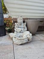 Betonnen tuinbeeld vrouw met hond, Tuin en Terras, Tuinbeelden, Ophalen, Gebruikt