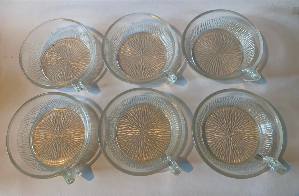 6 Glazen lage Schaaltjes met handvatje, Ophalen of Verzenden, Effen, Glas, Schaal of Schalen