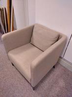Nette Ikea fauteuil, stoel, beige/grijs katoen look, 1 of 2, Ophalen, Zo goed als nieuw, Grijs, Eén