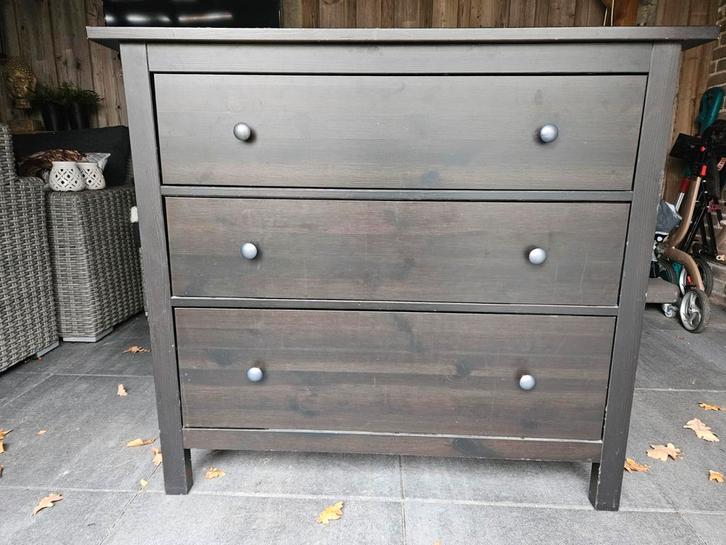 Ikea Hemnes 3- ladenkast zwartbruin, Huis en Inrichting, Kasten | Ladekasten, Gebruikt, Minder dan 100 cm, 100 tot 150 cm, 50 tot 75 cm