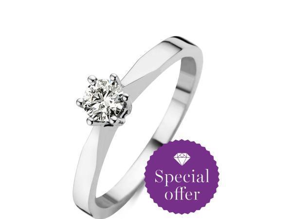 Diamond Point Ring met Diamant 0.30ct, Sieraden, Tassen en Uiterlijk, Ringen, Nieuw, Dame, 17 tot 18, Goud, Ophalen of Verzenden