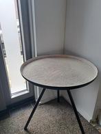 Stoere Bijzettafel met Vachtblad, Huis en Inrichting, Tafels | Bijzettafels, Minder dan 55 cm, Stoer, Metaal of Aluminium, Rond