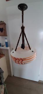 Hanglamp wit met oranje bruin, Ophalen, Minder dan 50 cm, Retro, Glas