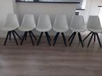 6 eetkamerstoelen | Wit kuipje en zwart houten onderstel, Antiek en Kunst, Ophalen