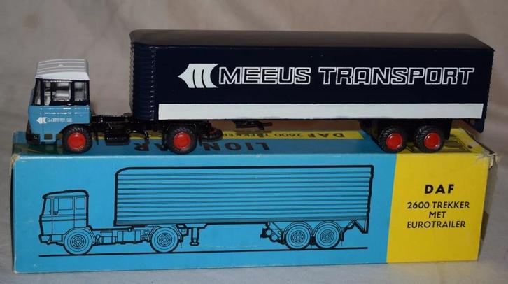 Lion Car Nr. 36 DAF 2600 met Eurotrailer Meeus MIB, Hobby en Vrije tijd, Modelauto's | 1:50, Nieuw, Bus of Vrachtwagen, Lion Toys