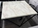 2 Unieke Design Marmerlook Salon tafels met glasplaat!!, Ophalen, 50 tot 100 cm, Vierkant, Zo goed als nieuw