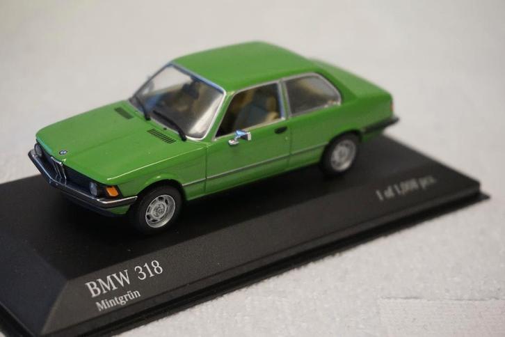 'BMW 318 I E21 MINICHAMPS 1:43 430025405 Green MintGrün, Hobby en Vrije tijd, Modelauto's | 1:43, Zo goed als nieuw, Auto, MiniChamps