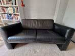 Zwarte leren tweezitsbank van Montel, Ophalen, Gebruikt, 125 cm of meer, Leer