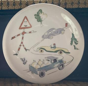 4 Vintage bord kinderen VERKEER Kahla GDR Prijs is per bord beschikbaar voor biedingen