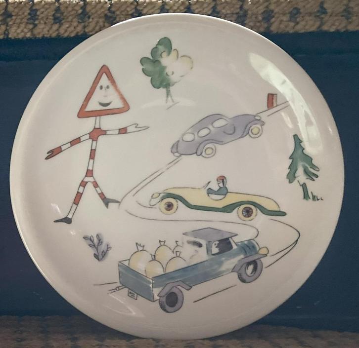 4 Vintage bord kinderen VERKEER Kahla GDR Prijs is per bord, Antiek en Kunst, Curiosa en Brocante, Verzenden