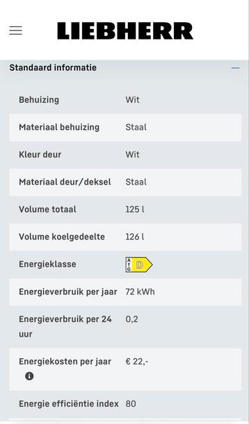 Liebherr Koelkast - Perfect voor kleine ruimtes! beschikbaar voor biedingen