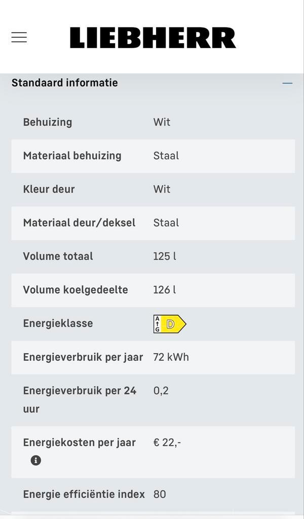 Liebherr Koelkast - Perfect voor kleine ruimtes!, Witgoed en Apparatuur, Koelkasten en IJskasten, Gebruikt, Zonder vriesvak, 100 tot 150 liter