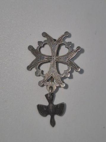 Antiek Hugenoten Kruisje Broche Zilver beschikbaar voor biedingen