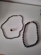 Granaat collier en gouden ring, Sieraden, Tassen en Uiterlijk, Antieke sieraden, Ophalen, Goud, Ketting, Met edelsteen