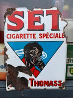 SET oud emaille reclamebord, Reclamebord, Gebruikt, ., Ophalen of Verzenden