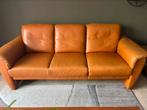 Bankstel leder cognac kleur, Ophalen, Gebruikt, 75 tot 100 cm, 200 tot 250 cm