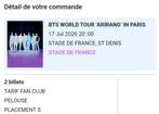 BTS Tickets Parijs/Paris 17-07-2026 - 2x Staanplaatsen/GA, Twee personen, Juli