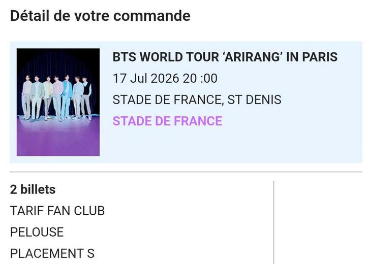 BTS Tickets Parijs/Paris 17-07-2026 - 2x Staanplaatsen/GA, Tickets en Kaartjes, Concerten | Pop, Twee personen, Juli