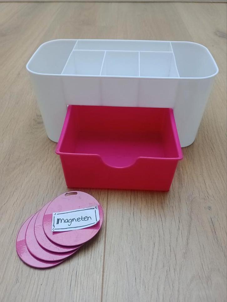 Handige Opbergbak / pennenbak met  roze Lade, Huis en Inrichting, Woonaccessoires | Overige, Zo goed als nieuw, Ophalen of Verzenden