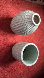 Mintgroene bloempot en vaasje, Ophalen of Verzenden, Zo goed als nieuw, Rond, Minder dan 30 cm