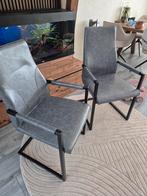 Set van 2 grijze stoelen met metalen frame, Huis en Inrichting, Ophalen, Gebruikt, Twee, Metaal