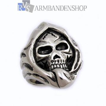 Rvs skull ring doodskop doodshoofd Biker zilver rvs staal beschikbaar voor biedingen