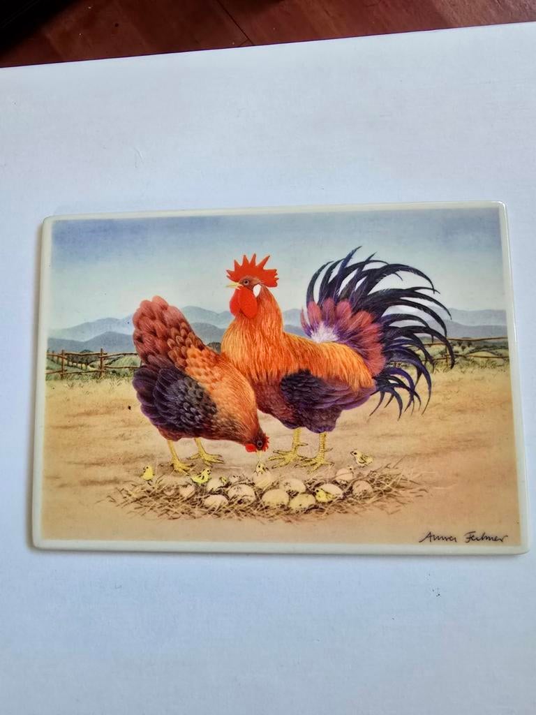 Villeroy & Boch Ansichtkaart Keramiek Haan en Kippen, Ophalen of Verzenden