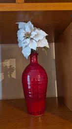 Rode vaas met bloem, Gebruikt, 50 tot 75 cm, Aardewerk of Porselein, Ophalen of Verzenden
