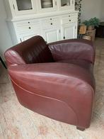 Bruine lederen fauteuil, Huis en Inrichting, Fauteuils, Ophalen, Gebruikt, 75 tot 100 cm, 50 tot 75 cm
