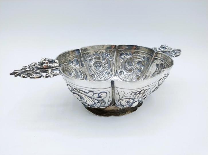 Zilveren brandewijnkom, A. de Haas, Sneek, 1893, Antiek en Kunst, Antiek | Goud en Zilver, Zilver, Verzenden